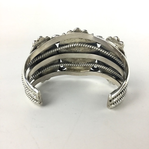 Anna Begay Sterling Silver Navajo Turquoise Cuff - Picture 3 of 7